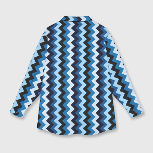 Мужская рубашка oversize 3D с принтом Ломаные полосы синий, вид сзади #1