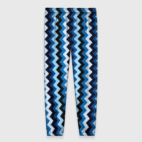Женские брюки 3D с принтом Ломаные полосы синий, вид сзади #1