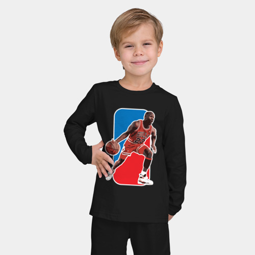 Детская пижама с лонгсливом хлопок с принтом Jordan play, фото на моделе #1