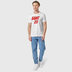 Футболка с принтом Goat 23 для мужчины, вид на модели спереди №3. Цвет основы: белый