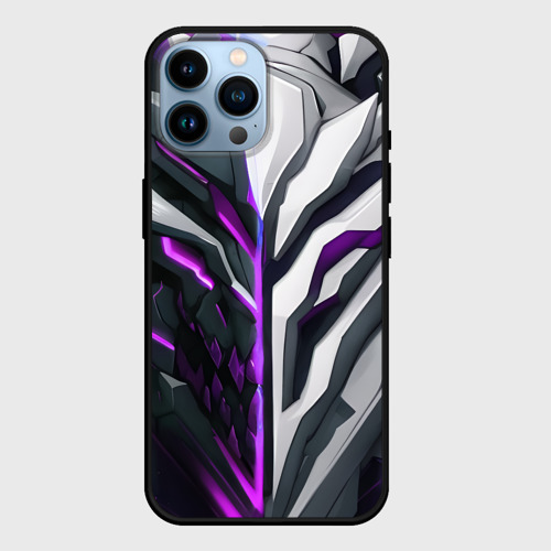 Чехол для iPhone 14 Pro Max с принтом Броня адская и райская фиолетовая, вид спереди #2