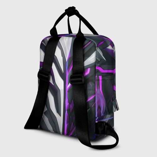 Женский рюкзак 3D с принтом Броня адская и райская фиолетовая, вид сзади #1