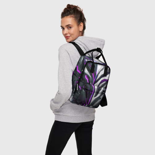 Женский рюкзак 3D с принтом Броня адская и райская фиолетовая, вид сбоку #3