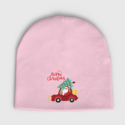 Детская шапка демисезонная Красная машина с елкой
