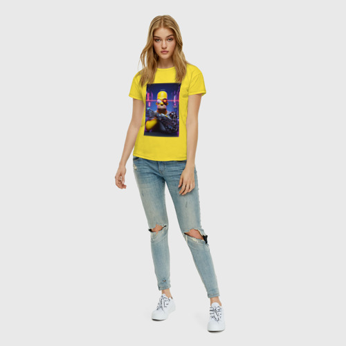 Женская футболка хлопок Cyber Homer Simpson - ai art, цвет желтый - фото 5