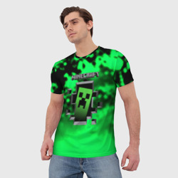 Мужская футболка 3D Minecraft creeper online - фото 2