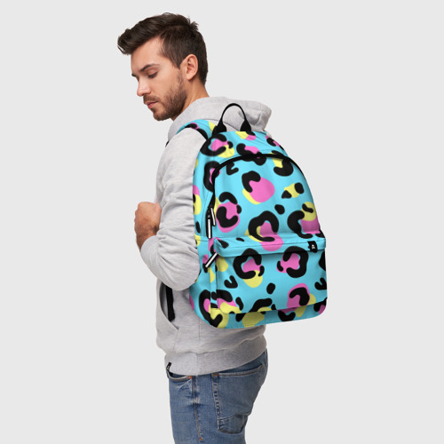Рюкзак 3D с принтом Яркий леопардовый узор, фото на моделе #1
