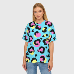 Женская футболка oversize 3D Яркий леопардовый узор - фото 2