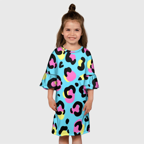 Детское платье 3D с принтом Яркий леопардовый узор, вид сбоку #3