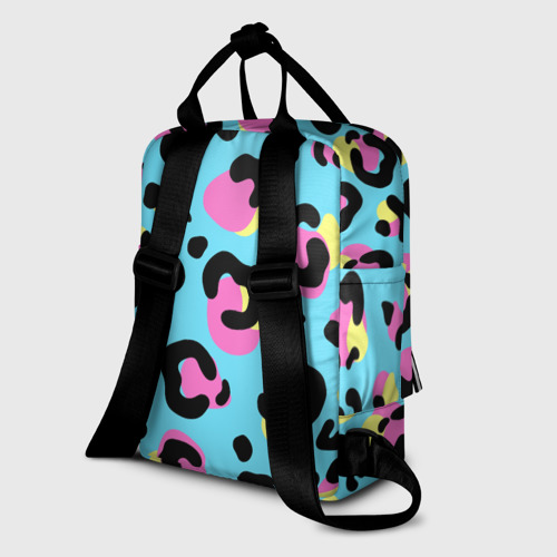Женский рюкзак 3D с принтом Яркий леопардовый узор, вид сзади #1