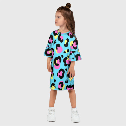 Детское платье 3D с принтом Яркий леопардовый узор, фото на моделе #1