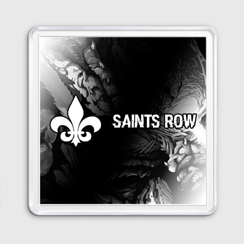 Магнит 55*55 Saints Row glitch на темном фоне по-горизонтали