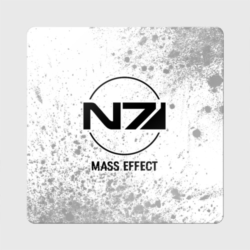 Магнит виниловый Квадрат Mass Effect glitch на светлом фоне