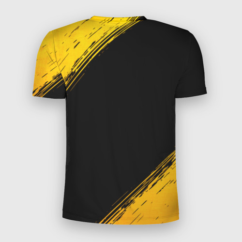 Мужская футболка 3D Slim с принтом Need for Speed - gold gradient, вид сзади #1