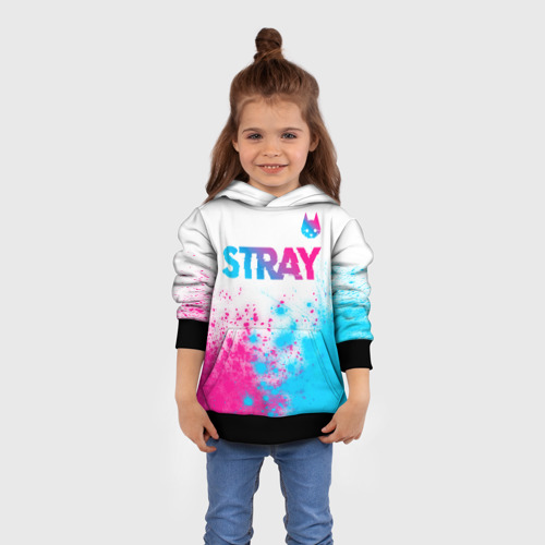 Детская толстовка 3D Stray neon gradient style посередине, цвет черный - фото 4