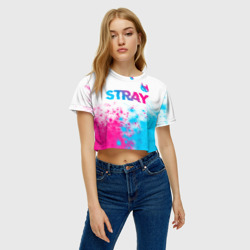 Женская футболка Crop-top 3D Stray neon gradient style посередине - фото 2