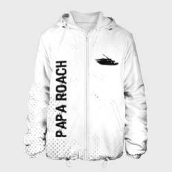 Мужская куртка 3D Papa Roach glitch на светлом фоне вертикально