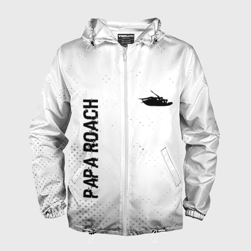 Мужская ветровка 3D Papa Roach glitch на светлом фоне вертикально, цвет белый