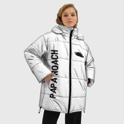 Женская зимняя куртка Oversize Papa Roach glitch на светлом фоне вертикально - фото 2