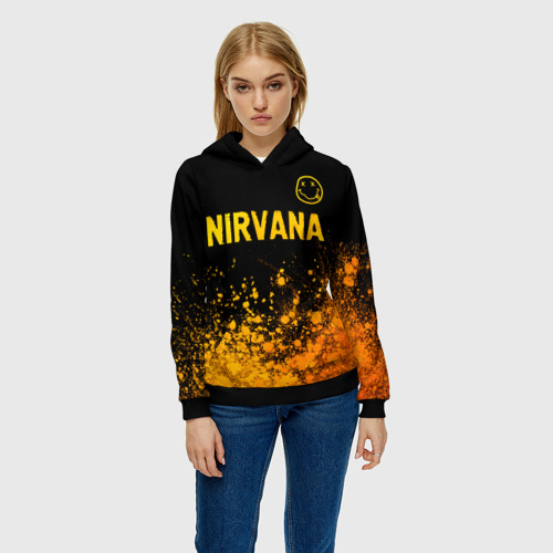 Женская толстовка 3D Nirvana - gold gradient посередине, цвет 3D печать - фото 3