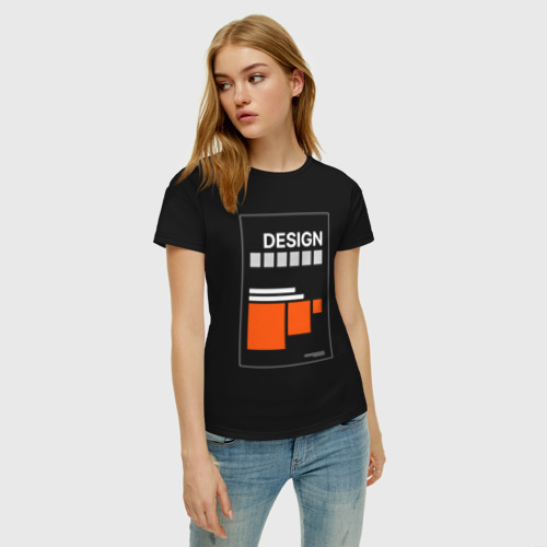Женская футболка хлопок Для дизайнера, цвет черный - фото 3
