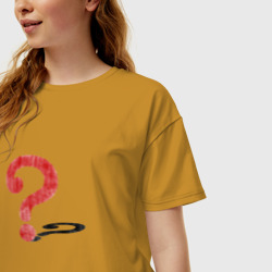 Женская футболка хлопок Oversize Вопросительный знак загадка - фото 2