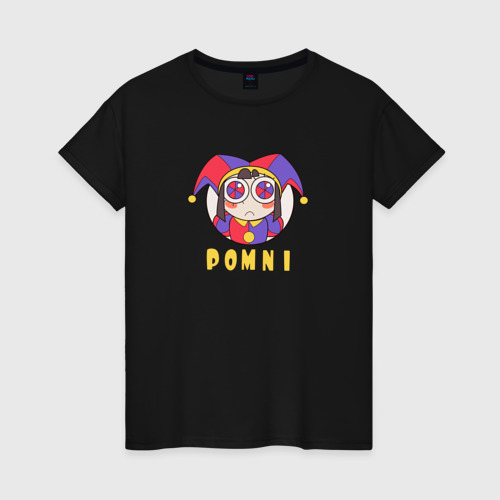 Женская футболка хлопок Pomni - The Amazing Digital Circus, цвет черный