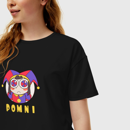 Женская футболка хлопок Oversize с принтом Pomni, фото на моделе #1