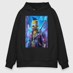 Мужское худи Oversize хлопок Cyber ninja Homer Simpson - ai art