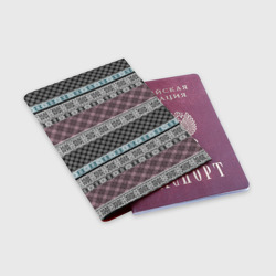 Обложка для паспорта матовая кожа Пэчворк из полос с элементами кружева и клетчатой ткани - фото 2