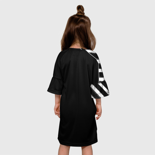 Детское платье 3D Военно морская чёрный белые полосы якорь  , цвет 3D печать - фото 5