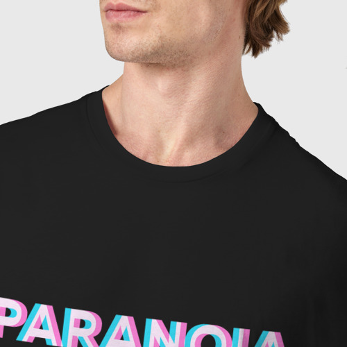 Мужская футболка хлопок Paranoia gtitch, цвет черный - фото 6