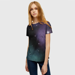 Женская футболка 3D Космос и звезды на темном фоне - фото 2