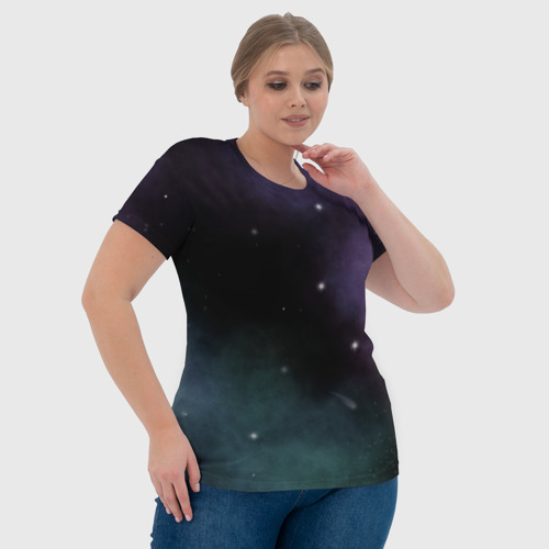 Женская футболка 3D Космос и звезды на темном фоне, цвет 3D печать - фото 6