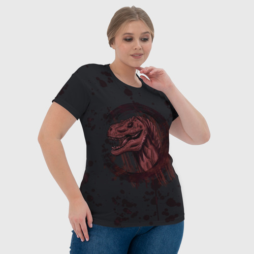 Женская футболка 3D Тирекс с каплями крови, цвет 3D печать - фото 6