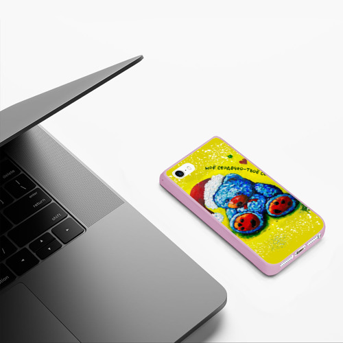 Чехол для iPhone 5/5S матовый Мишка: моё сердечко - твоё сердечко, цвет розовый - фото 5