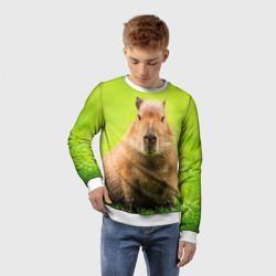 Детский свитшот 3D Capybara on green grass  - фото 2