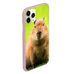 Чехол для iPhone 11 Pro матовый Capybara on green grass  - фото 2