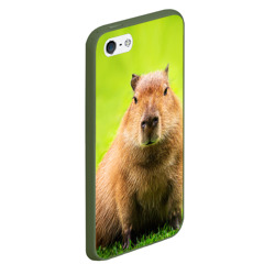 Чехол для iPhone 5/5S матовый Capybara on green grass  - фото 2