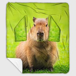 Плед с рукавами Capybara on green grass 