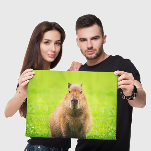 Холст прямоугольный Capybara on green grass , цвет 3D печать - фото 5