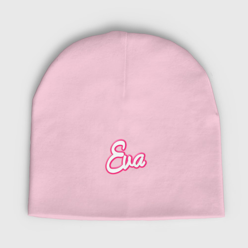 Детская шапка демисезонная Ева в стиле барби - объемный шрифт, цвет светло-розовый