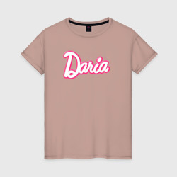 Дарья в стиле Барби - объемный шрифт – Женская футболка хлопок с принтом купить со скидкой в -20%