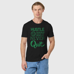 Мужская футболка хлопок Hustle hit never quit - фото 2