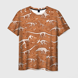 Мужская футболка 3D Скелеты динозавров  