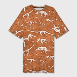 Платье-футболка 3D Скелеты динозавров  