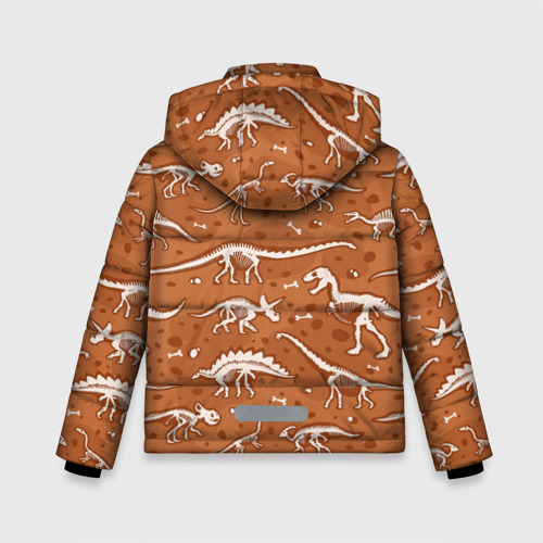 Зимняя куртка для мальчиков 3D с принтом Скелеты динозавров, вид сзади #1