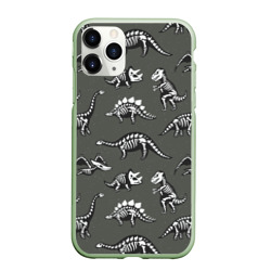 Чехол для iPhone 11 Pro матовый Динозавры - скелеты 