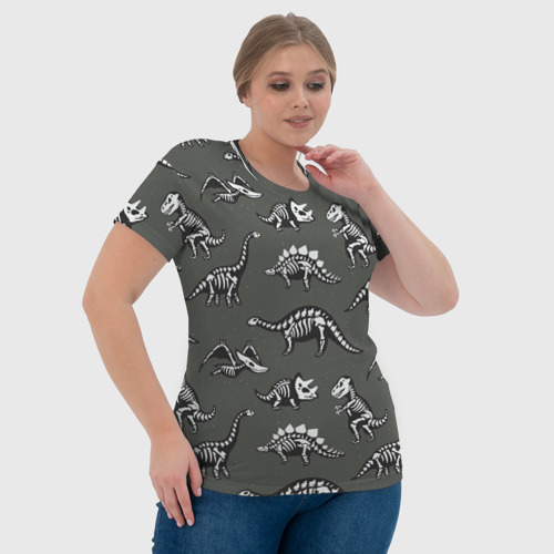 Женская футболка 3D Динозавры - скелеты , цвет 3D печать - фото 6
