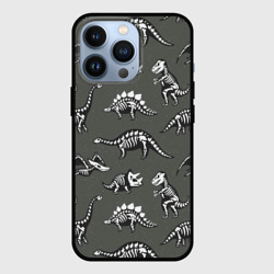 Чехол для iPhone 13 Pro Динозавры - скелеты 